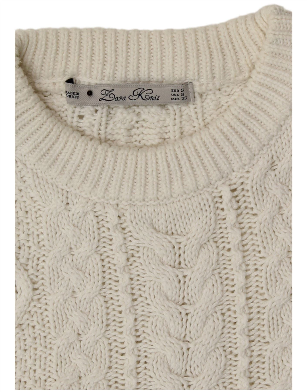 Sweter damski Zara z dekoltem w łódkę UK 10, mały, biały