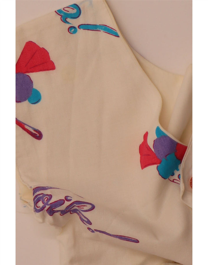 VINTAGE damska sukienka o linii A bez rękawów w abstrakcyjny wzór UK 8 mała biała