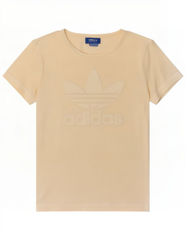Adidas Womens Graphic T-Shirt Top UK 12 Medium Off White Cotton