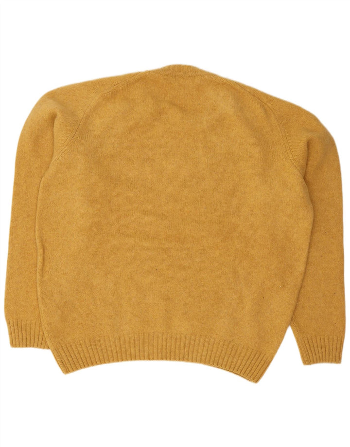 Męski sweter z okrągłym dekoltem Zara XL, żółta wełna