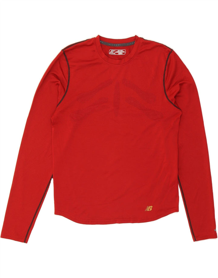 NEW BALANCE Womens Graphic Top Long Sleeve UK 10 Small Red Polyester Vintage New Balance and Second-Hand New Balance from Messina Hembry 