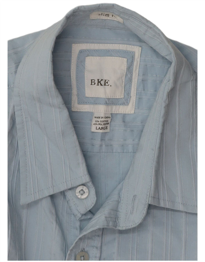 Koszula męska BKE Slim Fit, duża, bawełniana w niebieskie paski