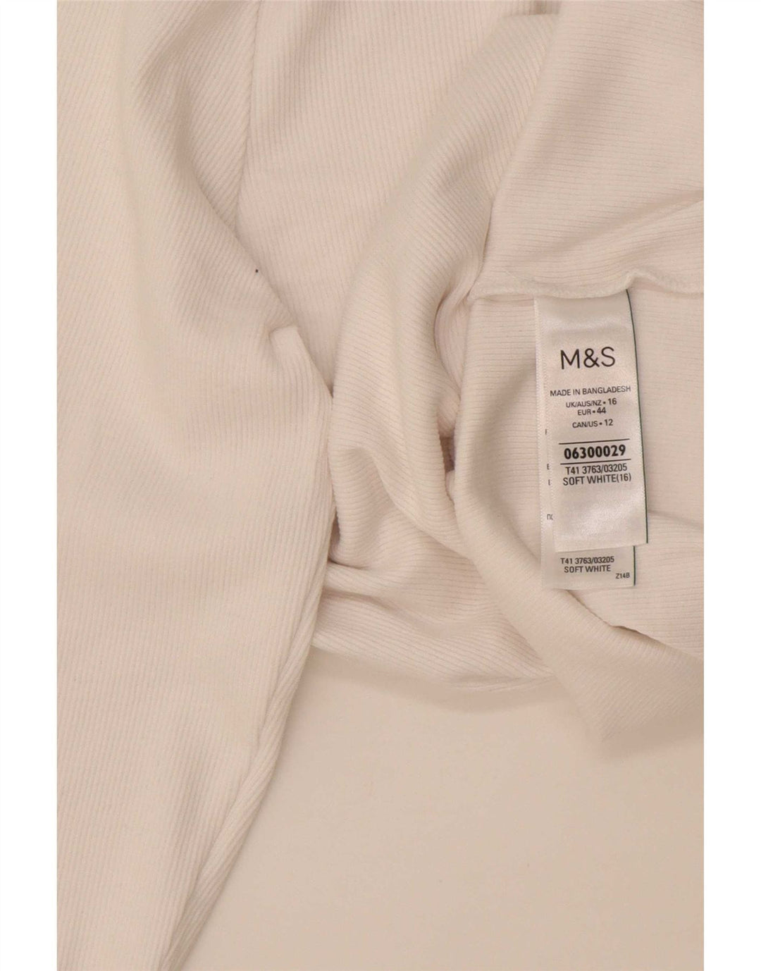 Marks & Spencer Damski top z długim rękawem, UK 16, duży, biały, bawełniany