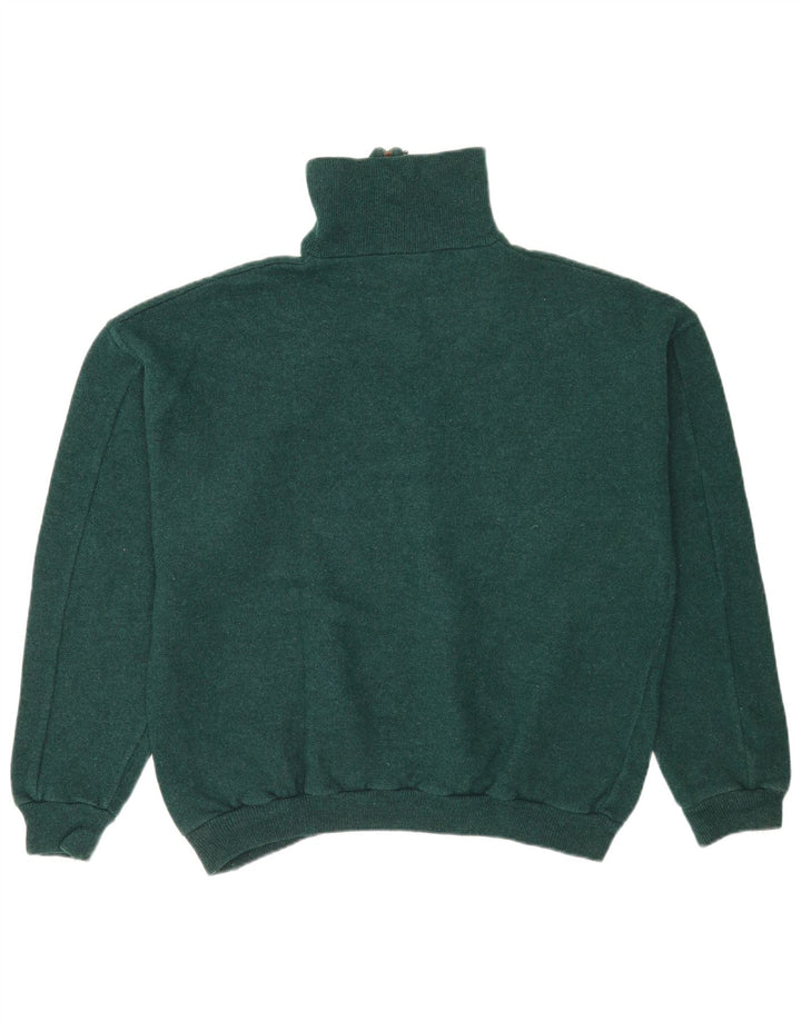 Męski sweter w stylu vintage z graficznym zamkiem błyskawicznym, duży, zielony