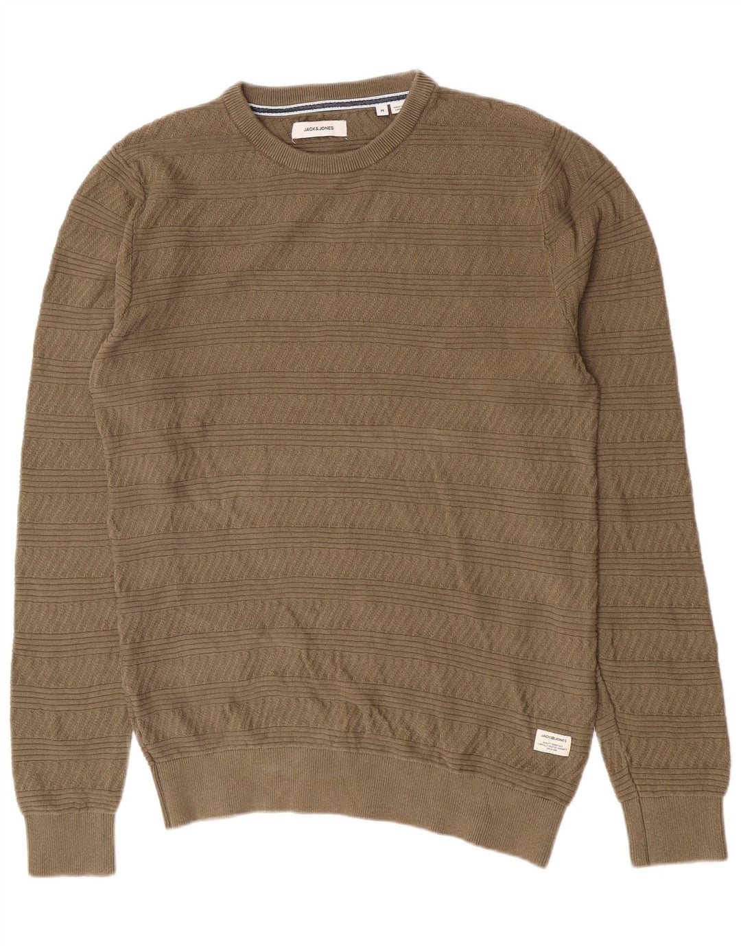 Męski sweter Jack & Jones z okrągłym dekoltem, średniej wielkości, zielony, geometryczny, bawełniany