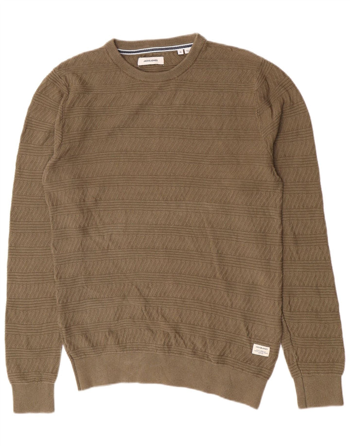 Męski sweter Jack & Jones z okrągłym dekoltem, średniej wielkości, zielony, geometryczny, bawełniany