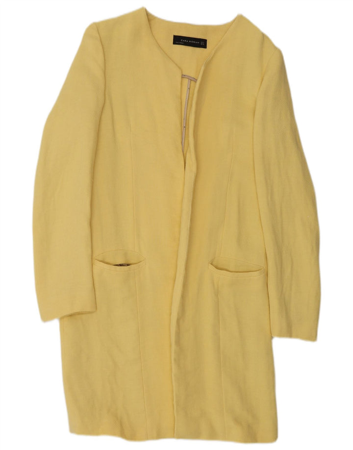 Otwarty płaszcz damski Zara UK 10 Small, żółta wiskoza