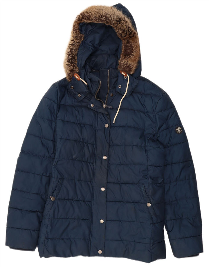 Damska ocieplana kurtka z kapturem Barbour UK 18 XL, granatowa, poliester