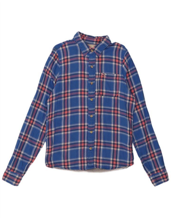 Męska koszula flanelowa Hollister XL w niebieską kratkę, bawełniana