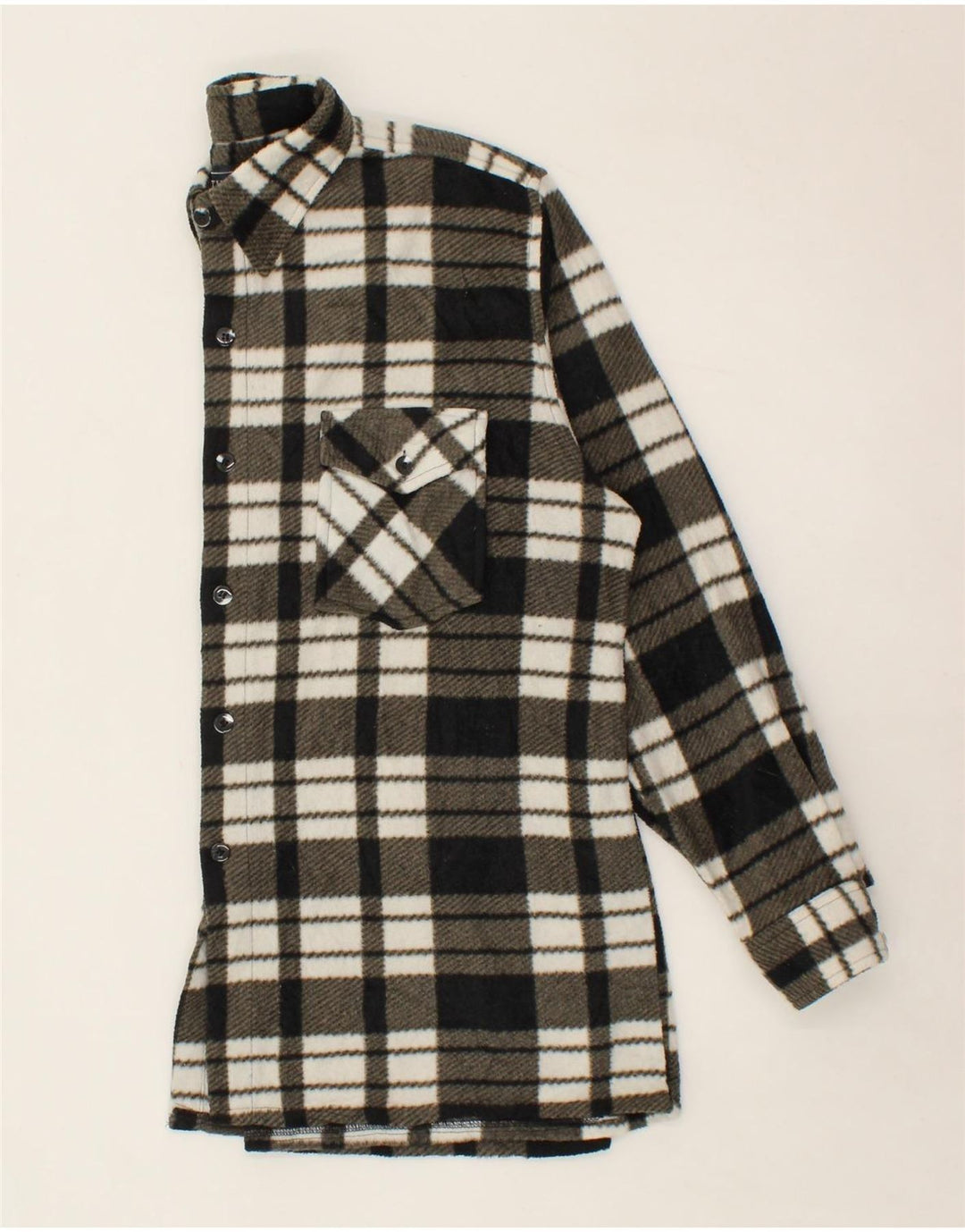 VINTAGE Mens Fleece Shirt XL Black Check Cotton Vintage Vintage and Second-Hand Vintage from Messina Hembry 