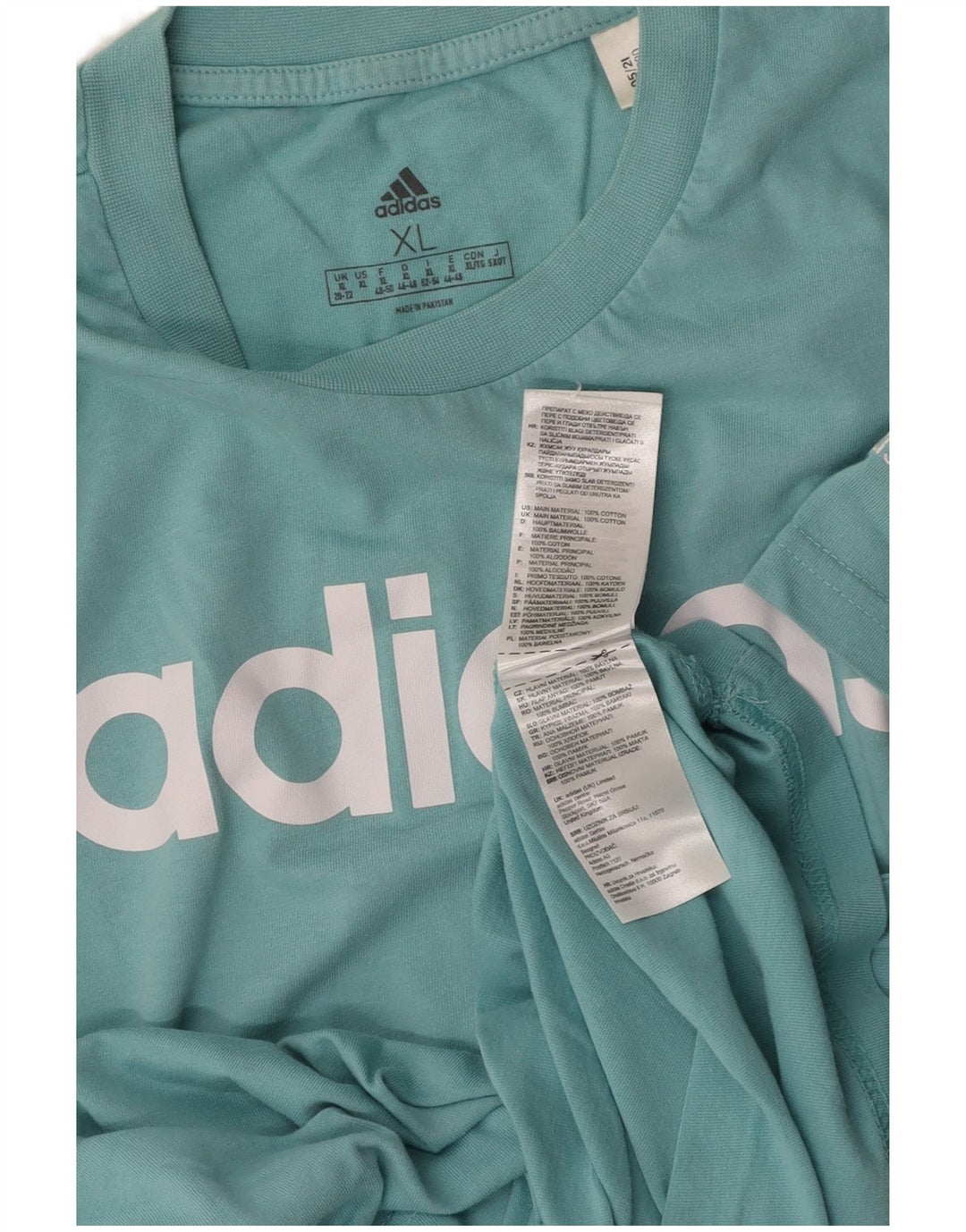 Damska koszulka z grafiką ADIDAS Top UK 20/22 XL, niebieska, bawełniana