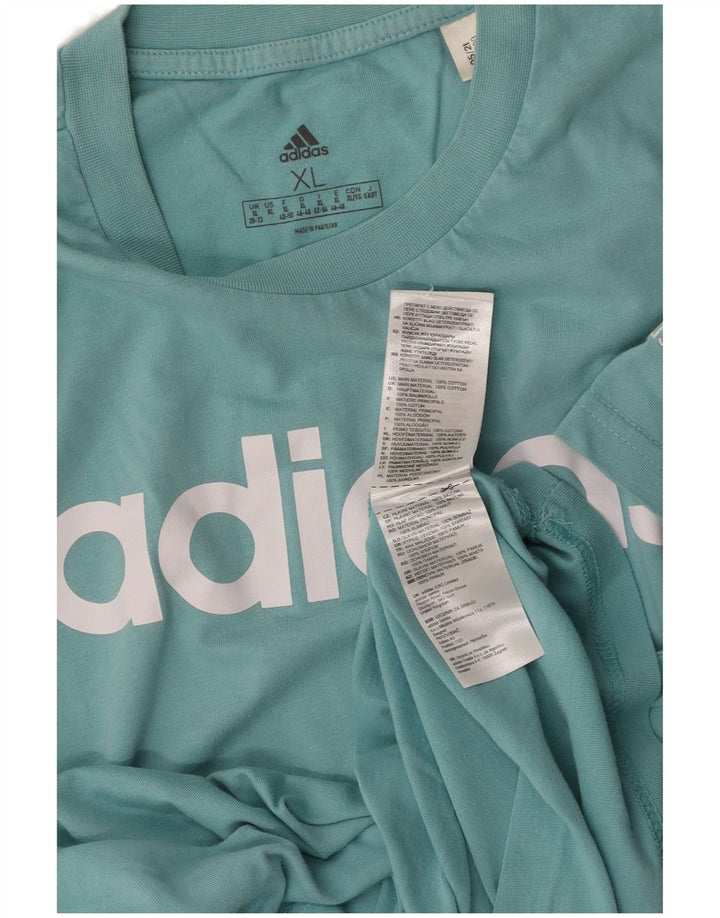 Damska koszulka z grafiką ADIDAS Top UK 20/22 XL, niebieska, bawełniana