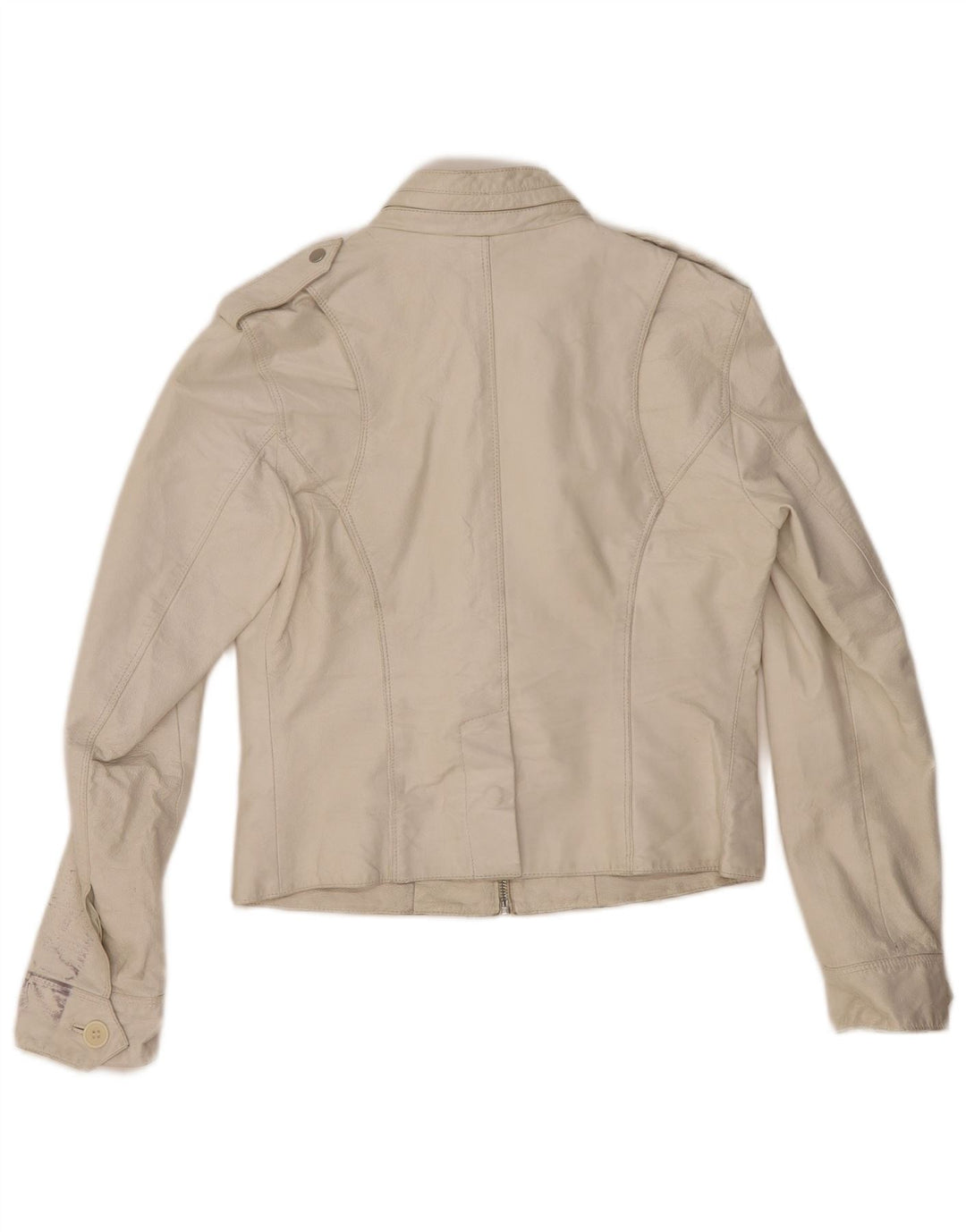 CONBIPEL Womens Crop Leather Jacket IT 44 Medium White Leather