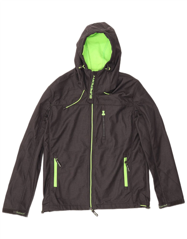 Męska kurtka wiatrówka SUPERDRY Windtrekker z kapturem UK 42 XL, szary nylon