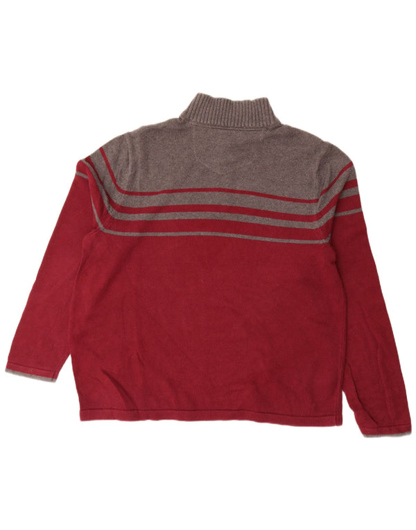 Eddie Bauer Męski sweter z zamkiem błyskawicznym XL, bordowa, bawełniana w bloki kolorów