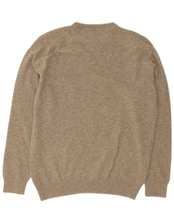 Męski sweter z okrągłym dekoltem Barbour, duży, szary, wełniany