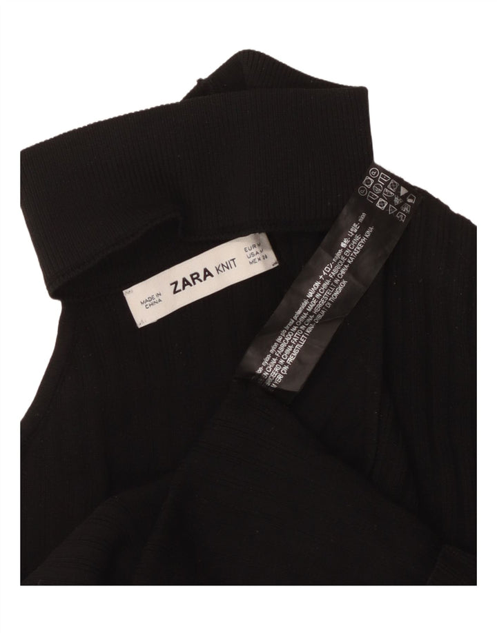 ZARA Womens One Shoulder Top UK 12 Medium Black Nylon