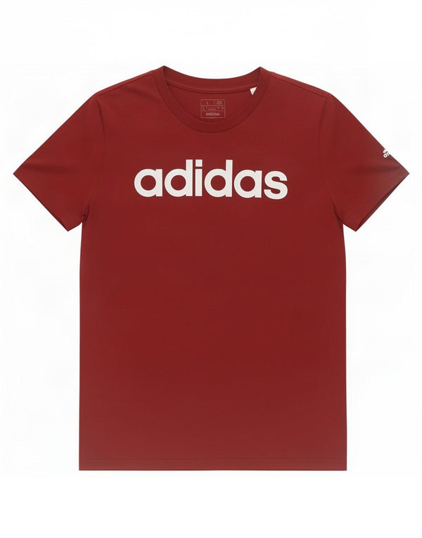 Adidas Womens Slim Fit Graphic T-Shirt Top UK 16/18 Large Burgundy Cotton