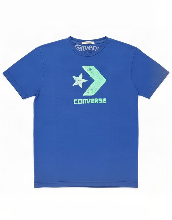 Converse Womens Graphic T-Shirt Top UK 10 Small Blue Cotton