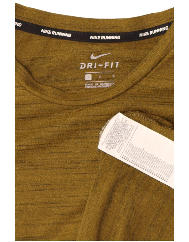 Męski T-shirt NIKE Dri Fit, duży, poliestrowy khaki