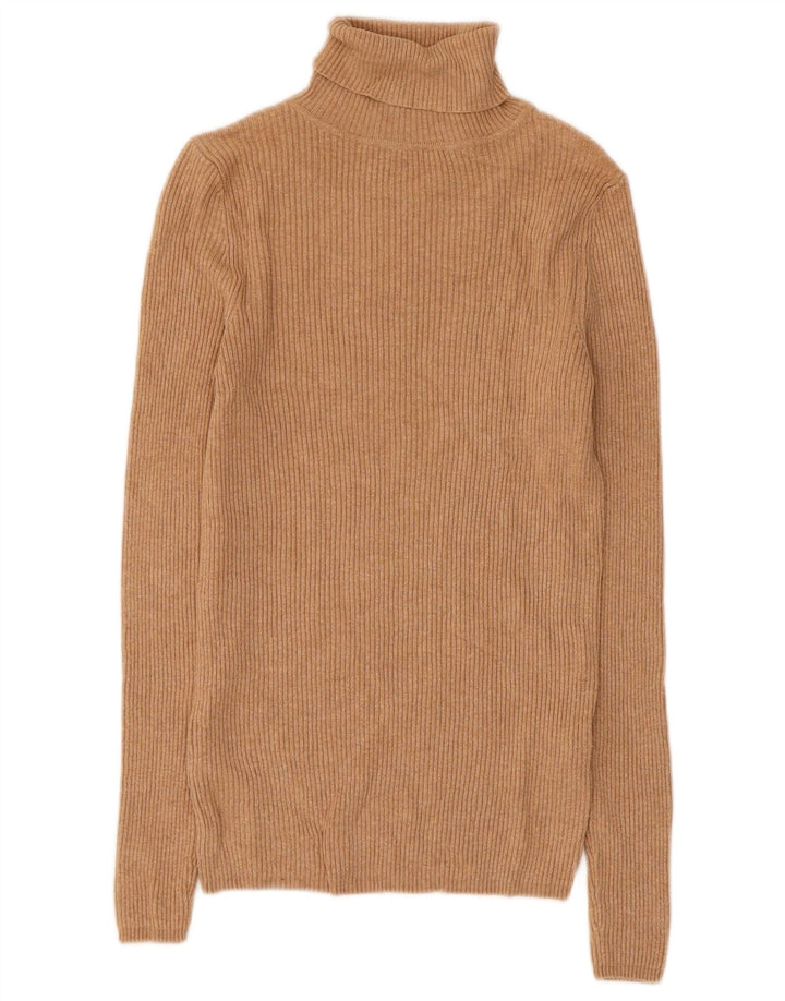 Marks & Spencer Damski sweter z golfem UK 10 Small Brown Wiskoza