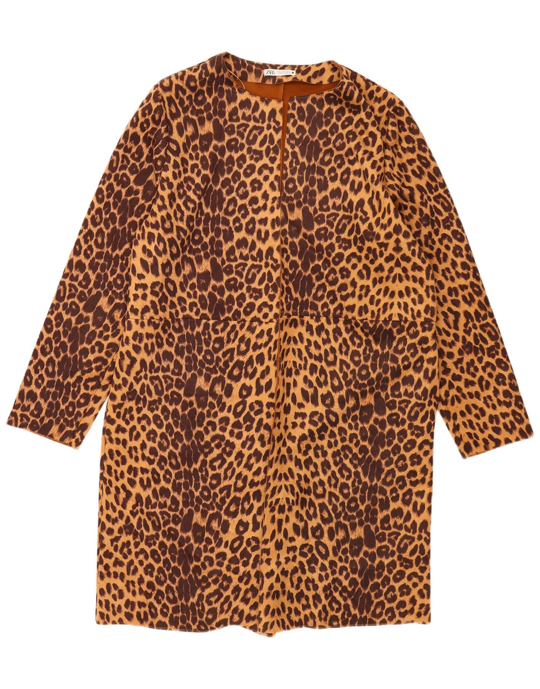 Płaszcz damski Zara Open UK 18 XL, brązowy, poliester z nadrukiem zwierzęcym
