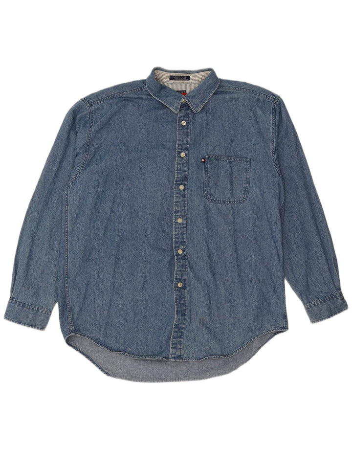 Męska koszula dżinsowa Tommy Hilfiger XL, niebieska, bawełniana