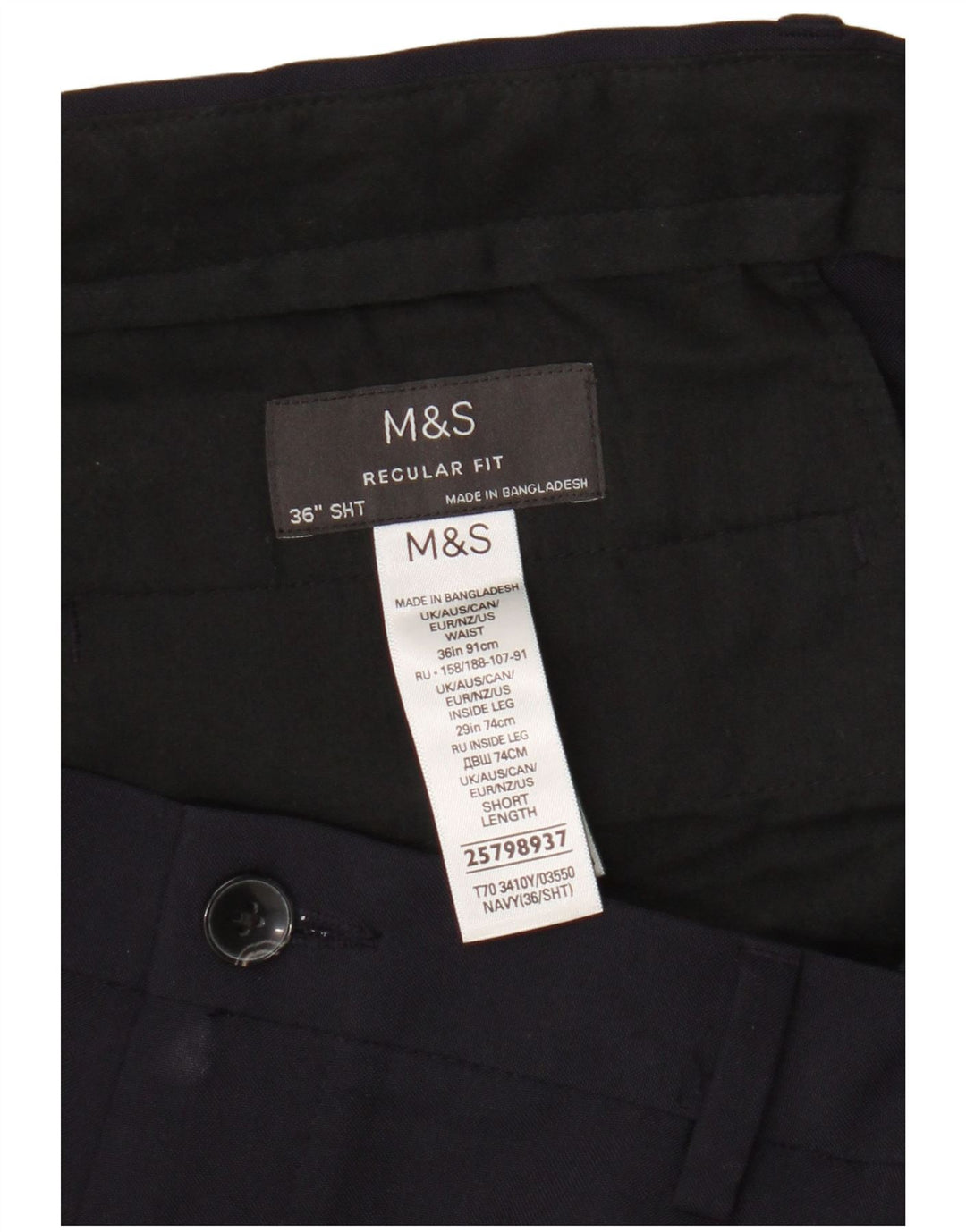 Męskie spodnie chino o regularnym kroju Marks & Spencer W36 L29 Granatowy poliester