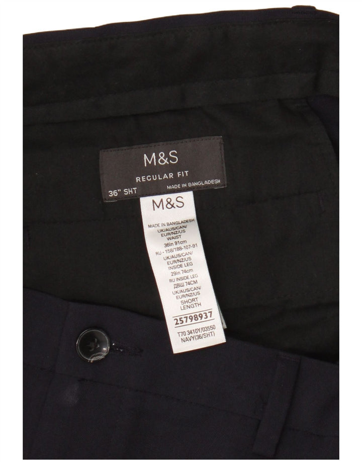 Męskie spodnie chino o regularnym kroju Marks & Spencer W36 L29 Granatowy poliester
