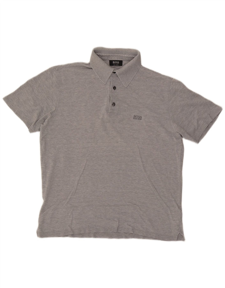Męska koszulka polo Hugo Boss, średnia szara bawełna w cętki