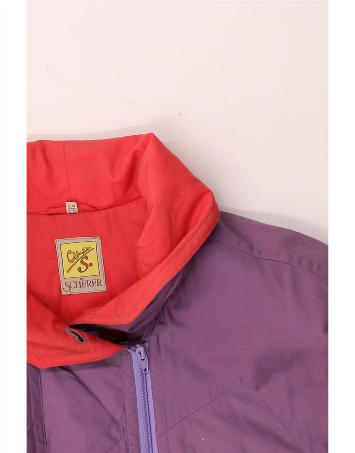 SCHERER Womens Loose Fit Graphic Windbreaker Coat UK 12 Medium Purple Vintage Scherer and Second-Hand Scherer from Messina Hembry 
