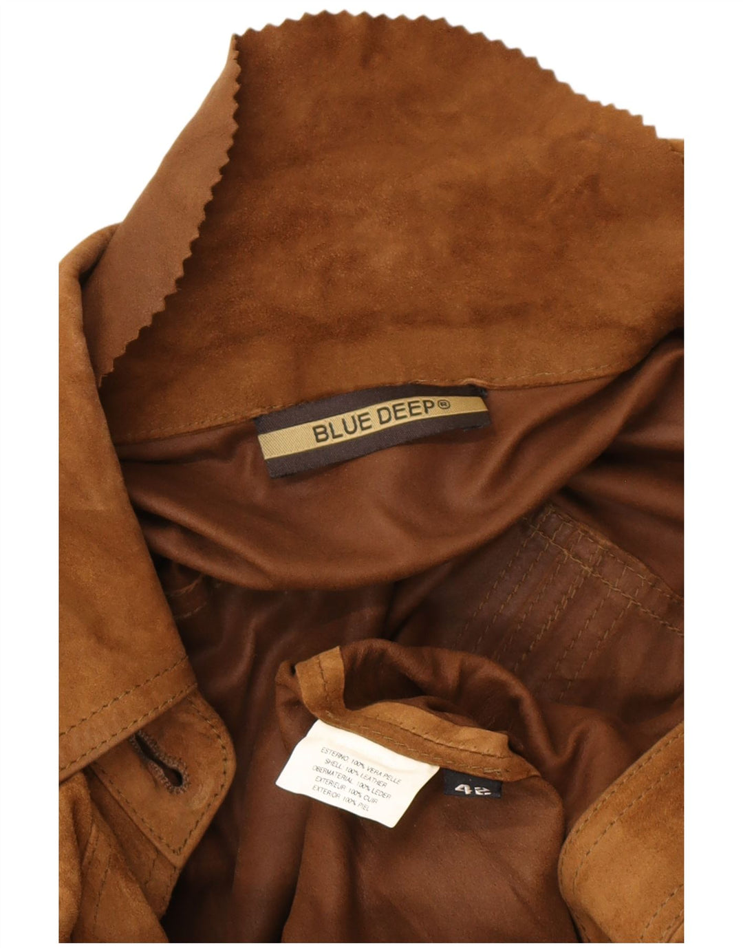 Damska zamszowa kurtka wojskowa VINTAGE IT 42 Średniobrązowa skóra