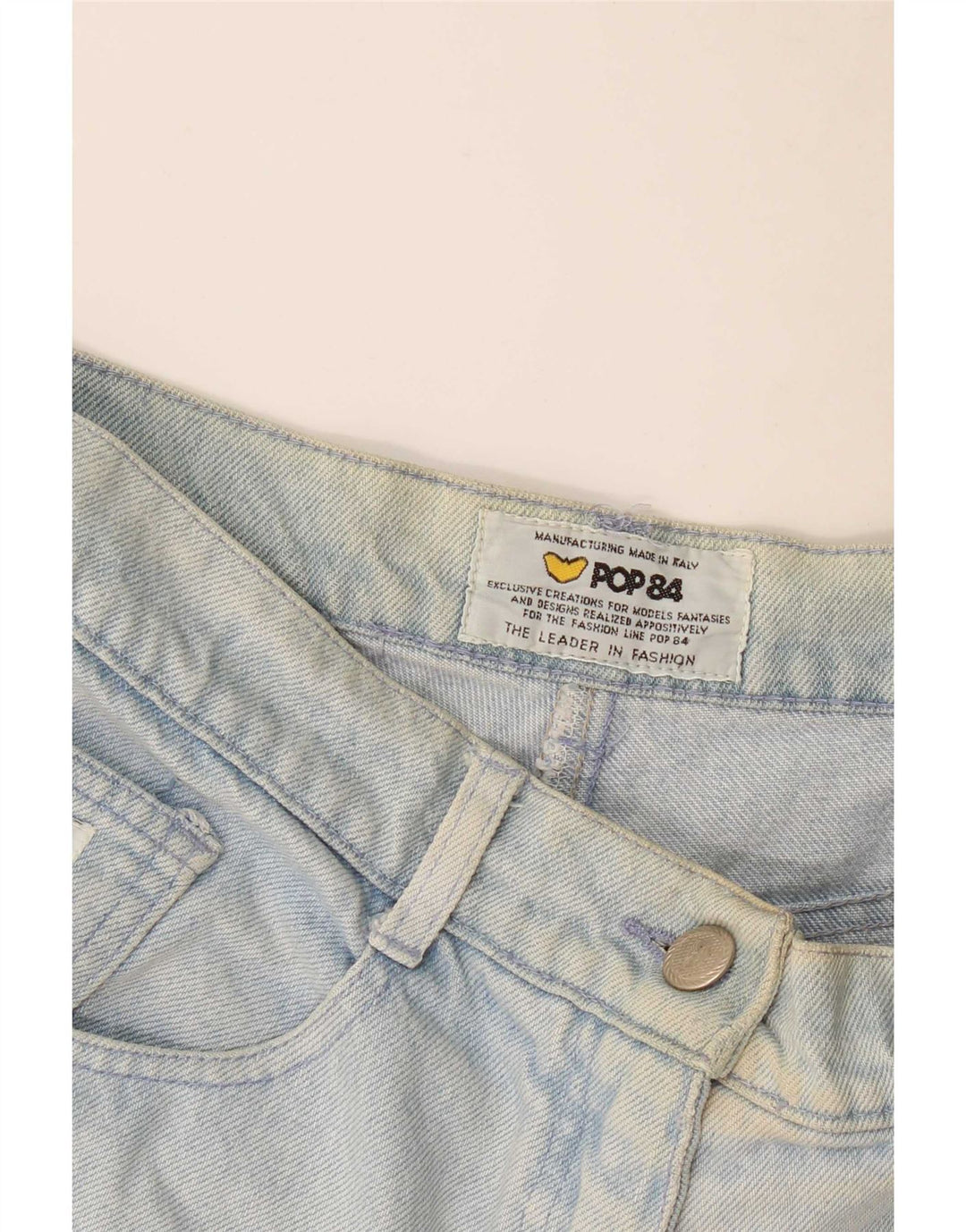 Damskie spodenki jeansowe POP 84 W28 średni niebieski
