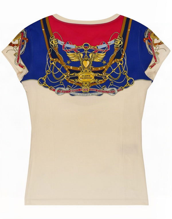 Damska koszulka z grafiką Moschino Top IT 44 Medium White