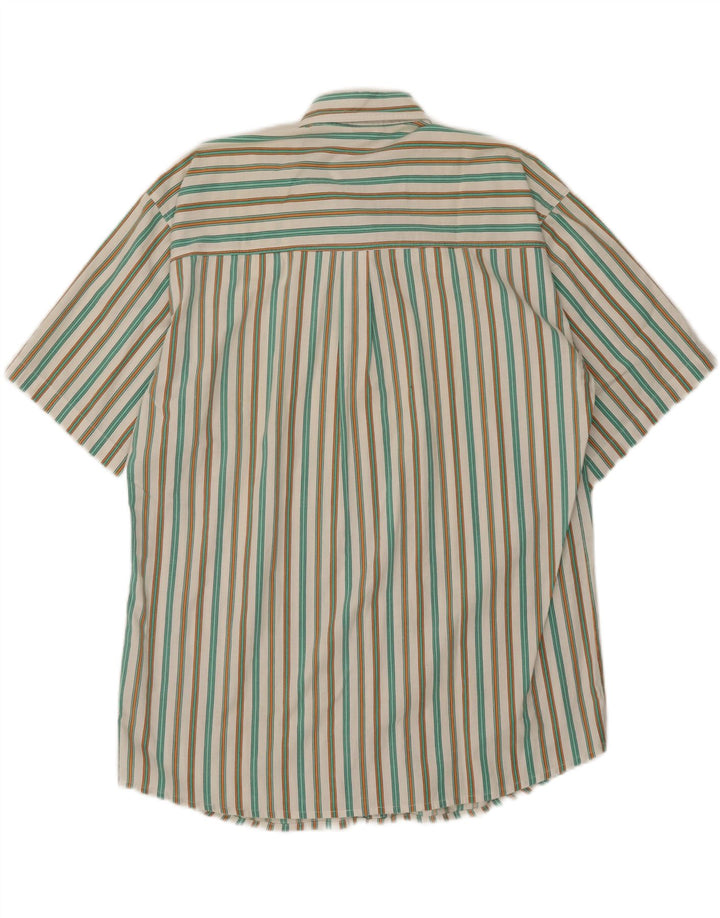 VINTAGE Mens Short Sleeve Shirt Large Multicoloured Striped Cotton Vintage Vintage and Second-Hand Vintage from Messina Hembry 