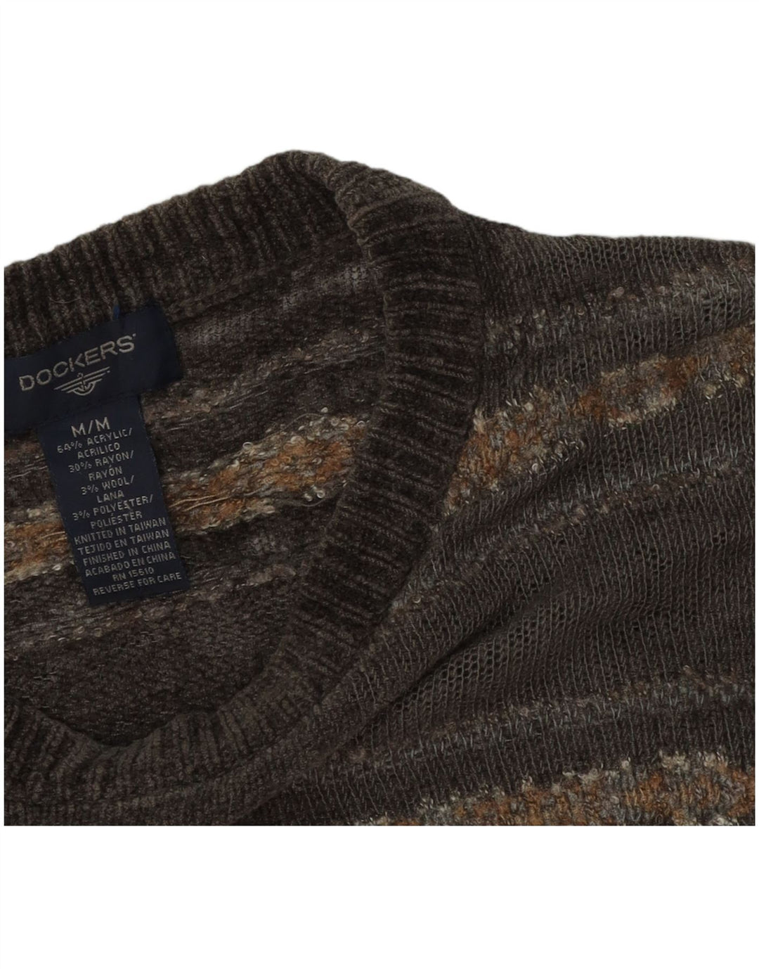 Męski sweter z okrągłym dekoltem Dockers, średnioszary, akryl Fair Isle