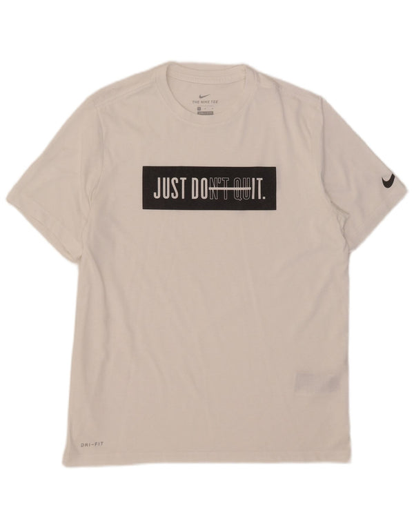 Męska koszulka Nike Dri Fit z grafiką, średnia biała bawełna