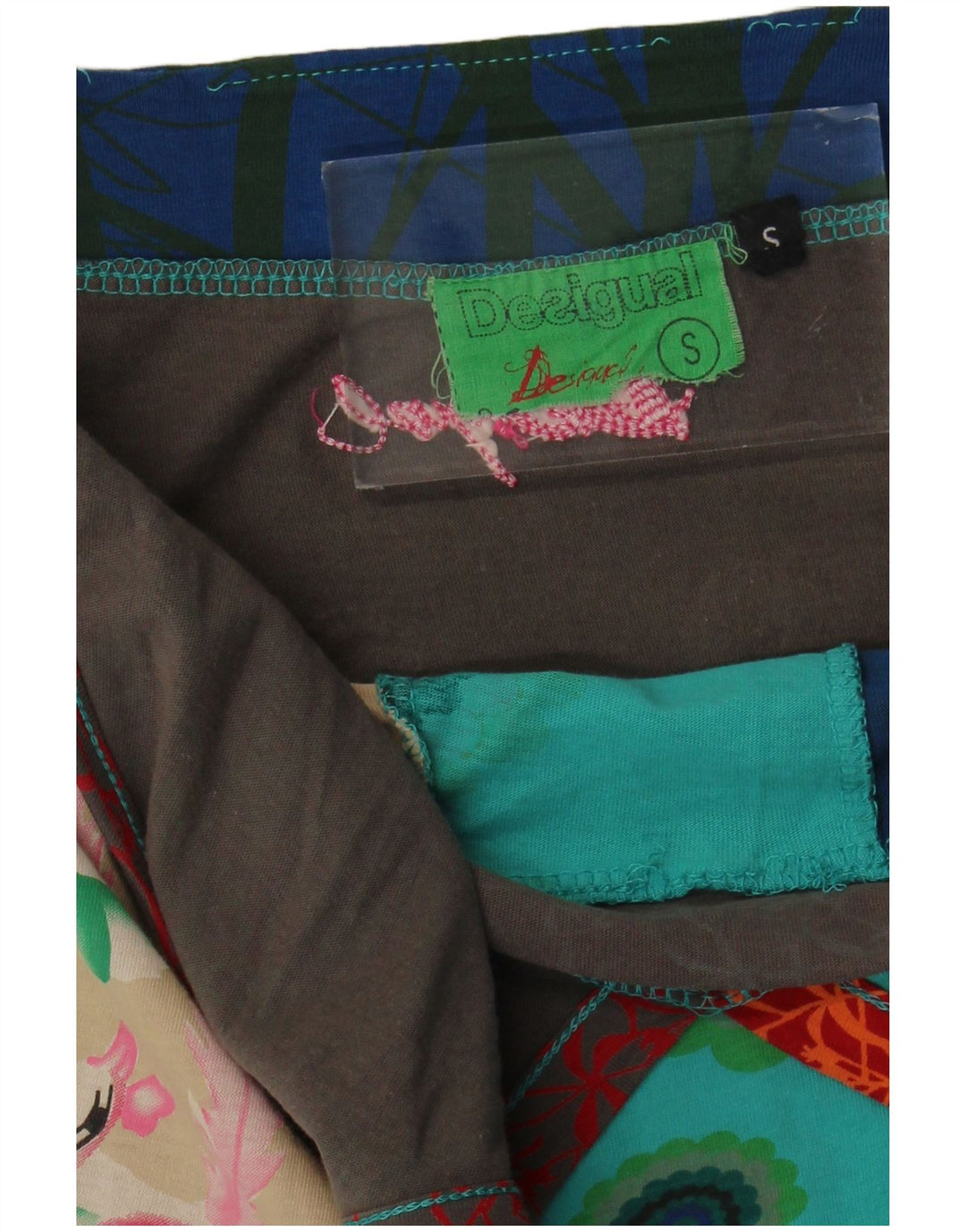 Desigual damska graficzna sukienka wiązana na szyi UK 8, mała, wielokolorowa w kwiaty