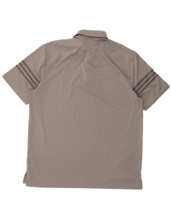 Męska koszulka polo ADIDAS, duża, szara, z poliestru