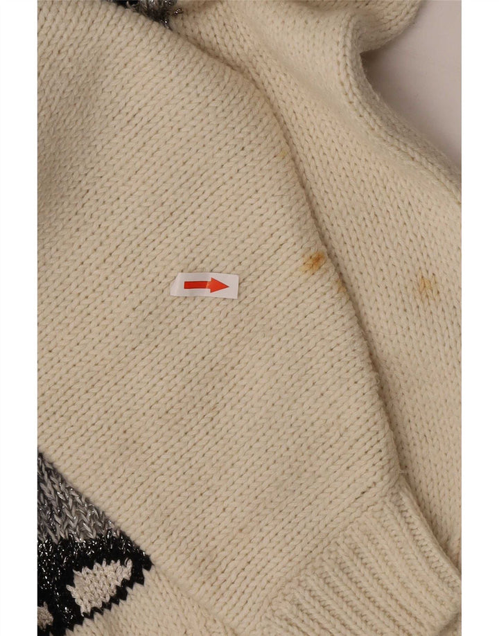 Sweter damski w stylu vintage, zapinany na guziki, UK 16, duży, w kolorze złamanej bieli
