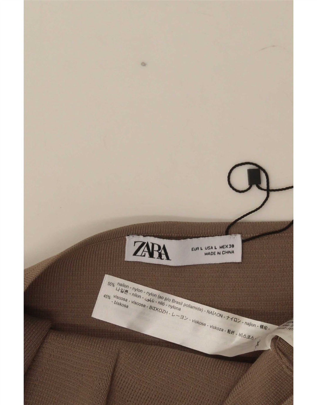 Damski top bez ramiączek Zara UK 14, duży, brązowy nylon