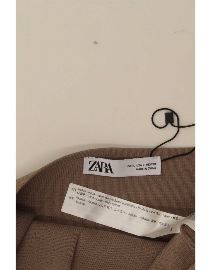 Damski top bez ramiączek Zara UK 14, duży, brązowy nylon