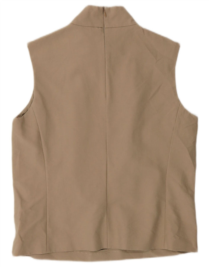 Damska bluzka bez rękawów Max Mara Top UK 10 Small Beżowa bawełna