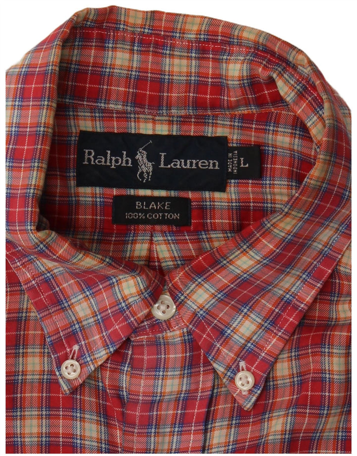 RALPH LAUREN Męska koszula flanelowa Blake o luźnym kroju, duża, bawełniana w czerwoną kratę