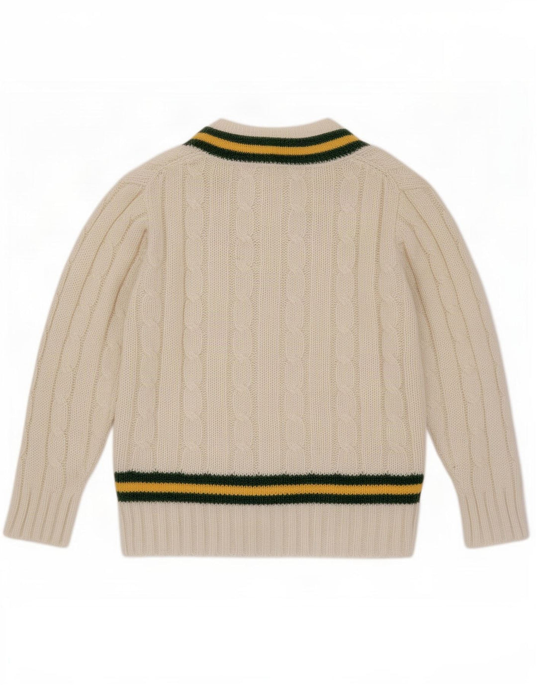 Vintage męski sweter z dekoltem w szpic, akryl w średnie białe paski