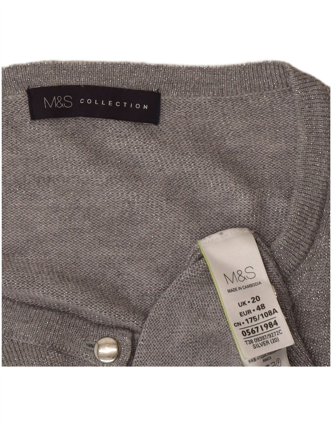Marks & Spencer Damski sweter rozpinany UK 20 2XL Szary poliamid