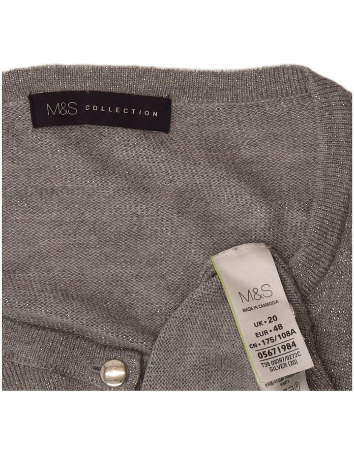 Marks & Spencer Damski sweter rozpinany UK 20 2XL Szary poliamid