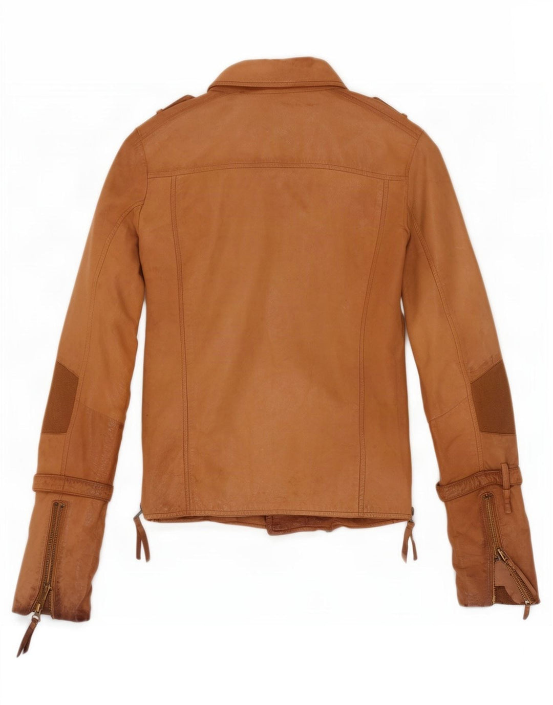 Damska skórzana kurtka motocyklowa True Religion UK 10 w małych beżowych blokach kolorów