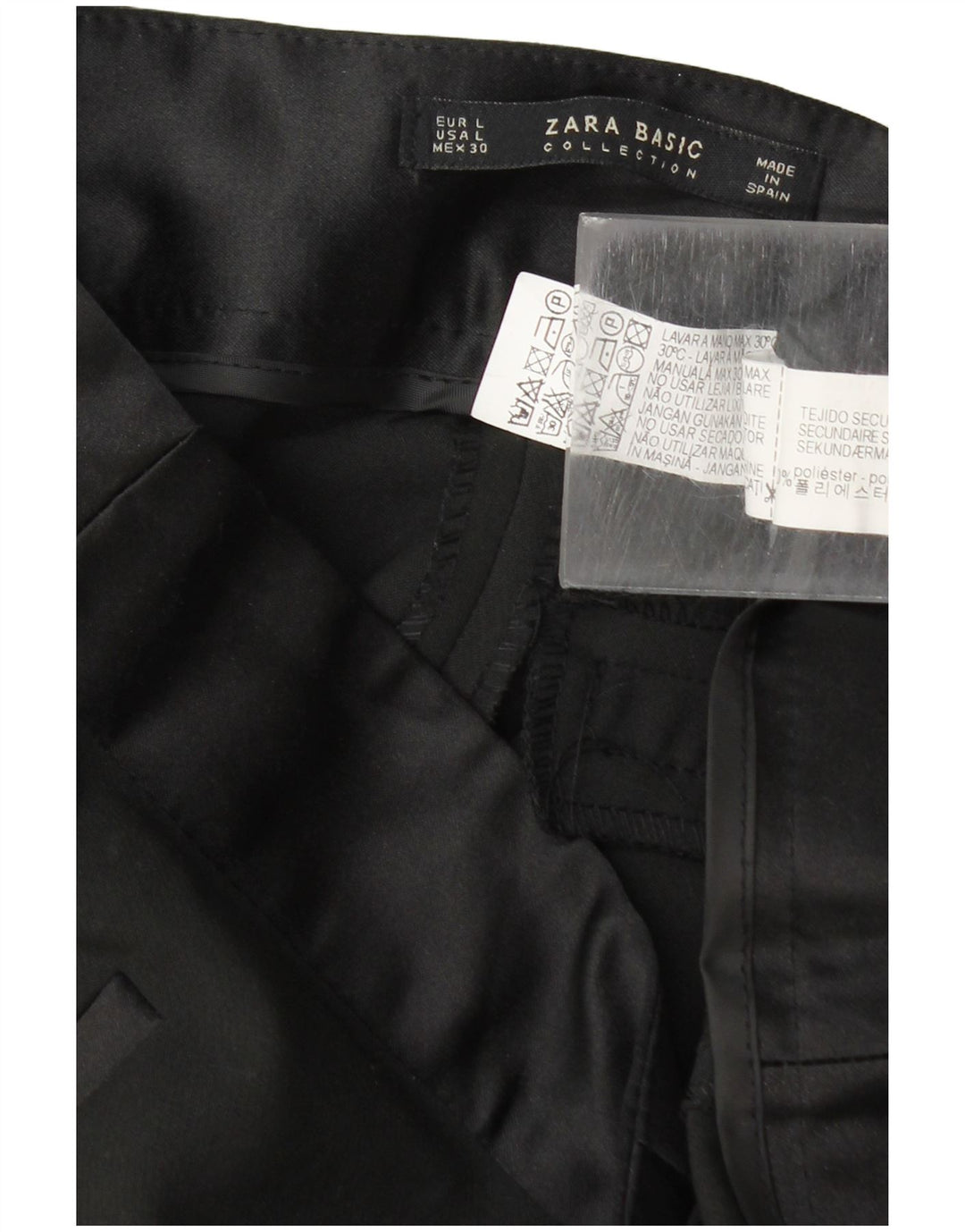 Damskie spodnie typu slim casual Zara, duże, W30 L29, czarny poliester