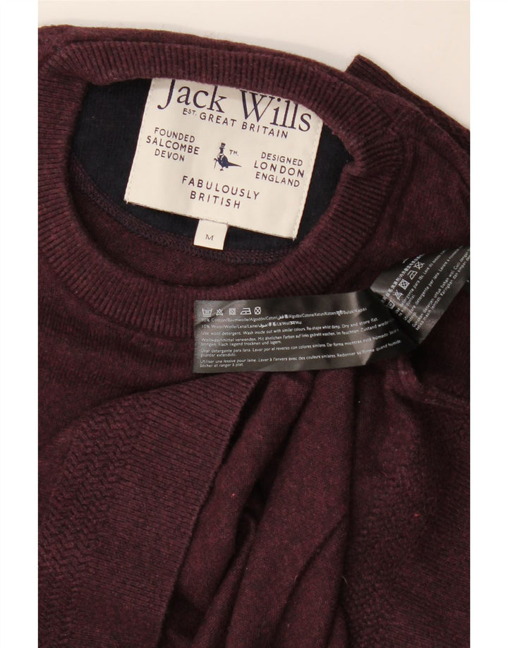 Męski sweter Jack Wills z okrągłym dekoltem, średnia bordowa bawełna